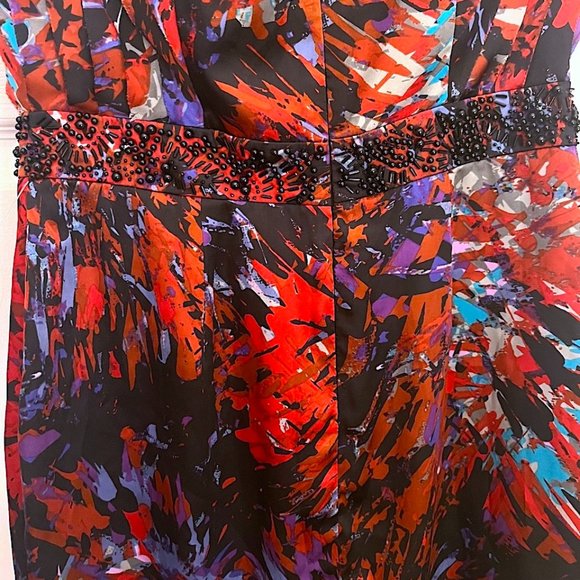 NWT BCBGENERATION ROUGE MULTICOLOR STRAPLESS DRESS BEADED EMPIRE WAIST SIZE 6 - Picture 9 of 9